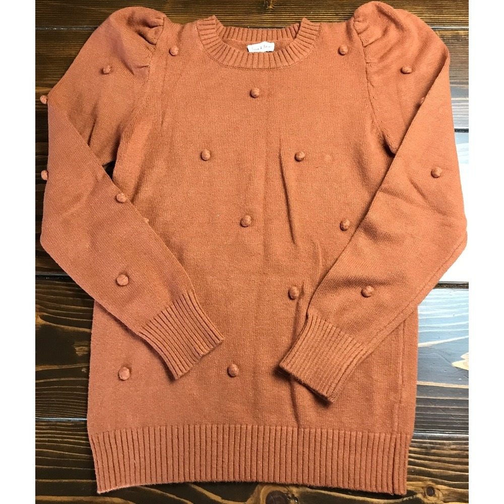 Aaron & Amber Sweater, Women's Size Medium, Brown, Yarn Balls, Pullover